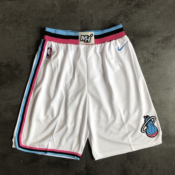 Men NBA Miami Heat White Nike Shorts 0416